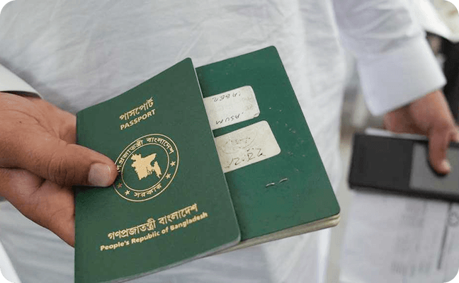 Person holding passport